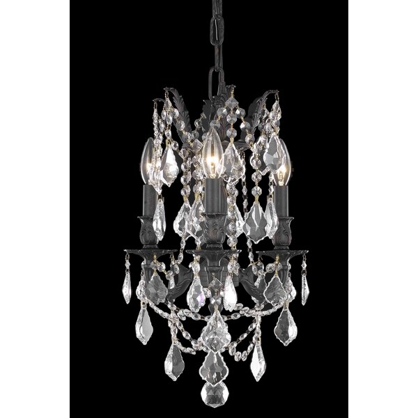 Elegant Lighting Elegant Cut Clear Crystal Rosalia 3-Light 9203D13DB/EC